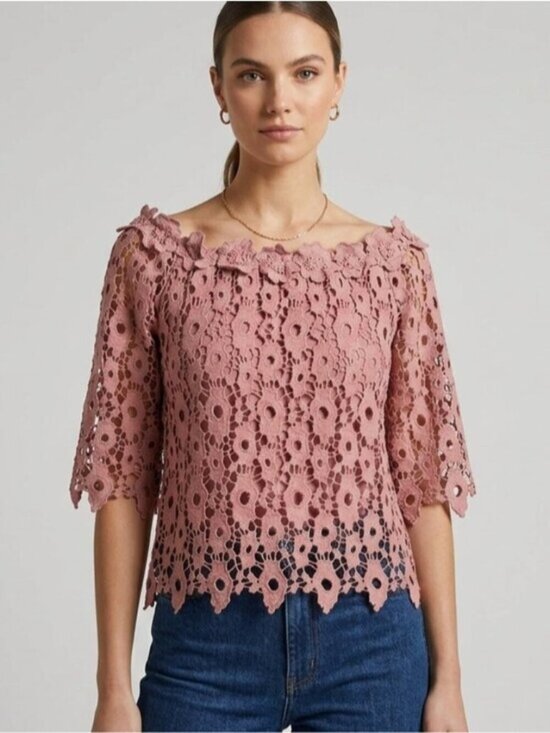 La Reyna Tops - La Reyna Lace Off The Shoulder Blouse